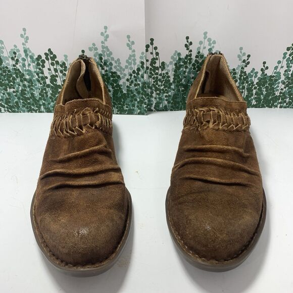 Born Brown Suede Leather Stacked Heel Ankle Booties Size 8M Womens - Picture 7 of 16